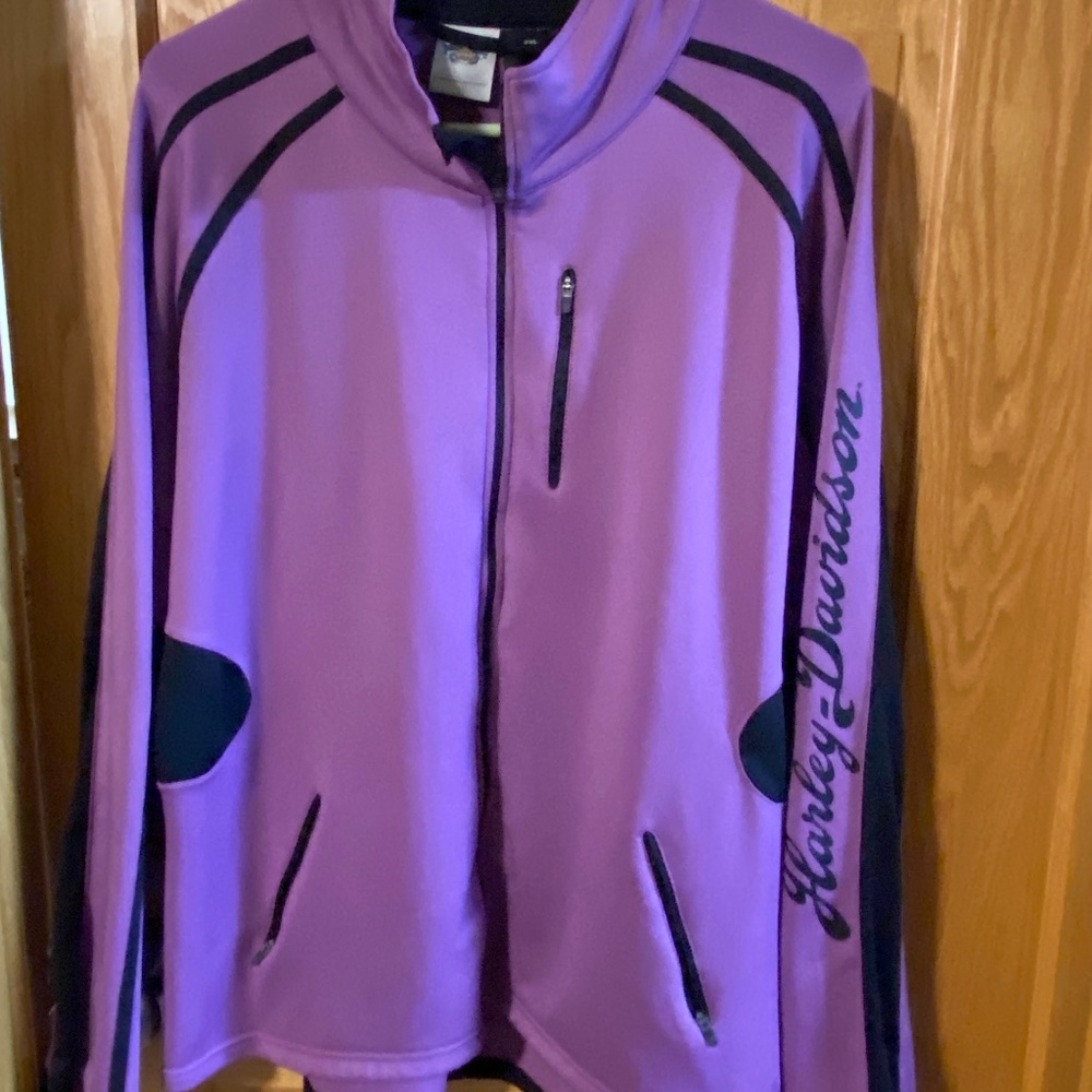 Harley Davidson Zip Up Purple / Black Jacket Size 2XL Great Condition